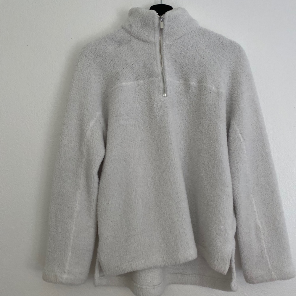 White fluffy zip up